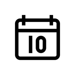 Poster - Illustration of a calendar icon with the number ten displayed in bold black lines on a white background