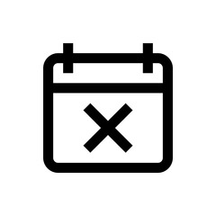 Poster - Black calendar icon with a bold x mark indicating cancellation or removal on a white background image