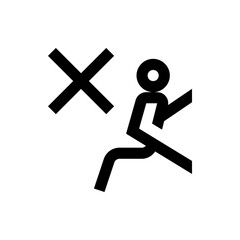 Poster - A graphic depicting a person with an x symbol indicating a warning or prohibition in simple black lines
