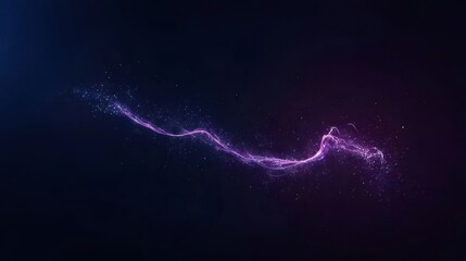Poster - 抽象的な紫色の光のトレイルと星が暗い背景に浮かぶ宇宙の風景