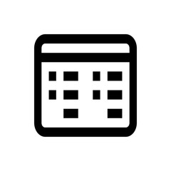 Poster - Illustration of a simple calendar icon with a grid of dates and a thick black outline design style