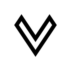 Poster - Black outlined chevron pointing down with a white interior space creating a simple geometric design element