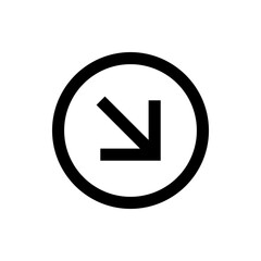 Poster - Black arrow pointing to the bottom right direction enclosed within a circular shape on a white background