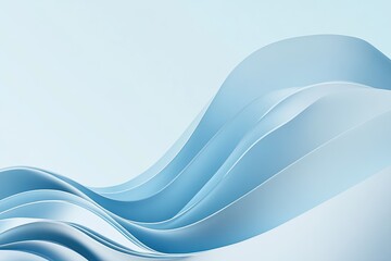 Poster - Fluid, light blue waves on a soft pastel background.  Detailed, smooth, flowing forms