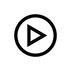Aufkleber - Black play button icon with a white background featuring a circle and a triangle pointing rightward shape