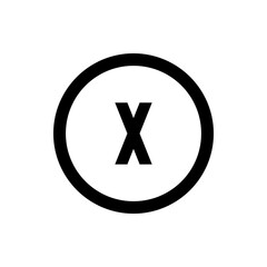 Poster - Illustration of a bold black letter x centered within a thick black circle on a plain white background view
