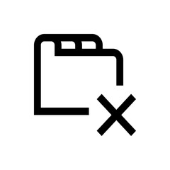 Poster - Outline style icon representing a folder with tabs and a prominent delete or remove cross symbol overlayed