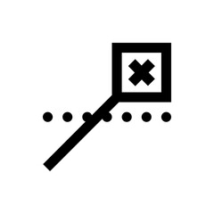 Poster - Black and white image showing a magnifying glass with an x inside and a dotted line next to it exactly