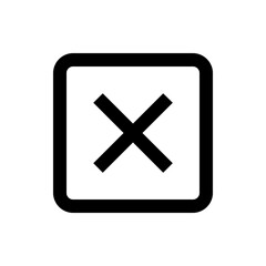 Poster - Black outlined square containing a bold black x symbol centered within the square shape icon design art