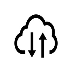 Poster - Black and white cloud with two arrows pointing up and down representing data transfer and storage online