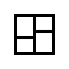 Poster - Illustration of a square divided into four sections with a unique layout and a bold black outline design