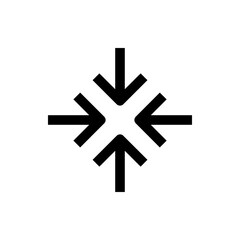 Aufkleber - Four black arrows pointing towards a central point indicating convergence or compression visual concept design