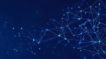 Aufkleber - 青い背景の抽象的な接続ネットワークとデータノードの未来的な技術
