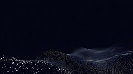 Aufkleber - 暗い背景に点滅する白い点の抽象的な波状のパターンとネットワーク