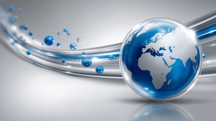 Aufkleber - Shiny Glass Sphere Depicting Earth with Smooth Digital Glow in a Futuristic Environment, Generative AI