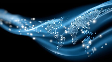 Leinwandbilder - Digital Earth with Blue Glow and Dynamic Data Streams in a High-Tech Virtual Environment, Generative AI