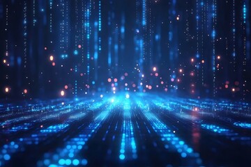 Aufkleber - 青色のデジタル抽象背景技術データフローネットワーク通信と未来的な概念の視覚化