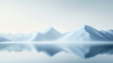 Aufkleber - 穏やかな水面に映る雪をかぶった山々の峰 冬の静けさを表現した高解像度風景 雪と氷のコントラストが美しい背景画像