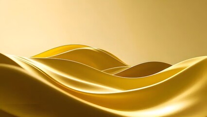 Poster - 輝く黄金の抽象的な波と滑らかな背景 豪華な黄金色の光沢とエレガントなデザインのテクスチャアート
