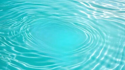 Aufkleber - ターコイズブルーの水の表面の抽象的な背景 水の波紋と表面の反射が美しいパターンを描き出す