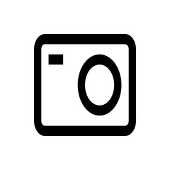 Poster - Illustration of a simple digital camera outline with rounded edges and a lens circle on a white background