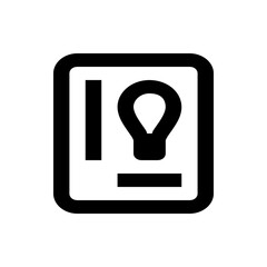 Poster - Illustration of a light bulb with a switch inside a rounded rectangle frame in black and white color