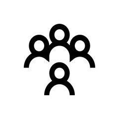 Poster - Illustration of a group of four stylized people icons in black on a white background arranged in two rows