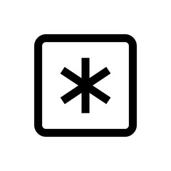 Poster - Illustration of a rounded square containing a black asterisk symbol centered within the square shape design