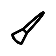 Poster - Illustration of a black outline of a makeup brush with a triangular head and a long thin handle shape tool