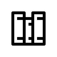 Poster - Abstract representation of three vertical rectangles interconnected by horizontal lines in a square frame