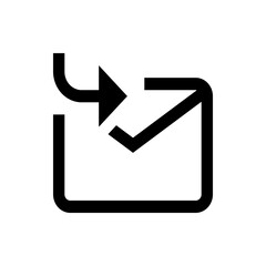 Poster - Black outline of a square box with a curved arrow pointing to the right and a checkmark inside it
