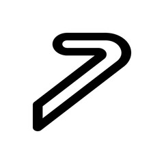 Poster - A bold black line forming a stylized number seven shape with rounded edges on a white background simple design
