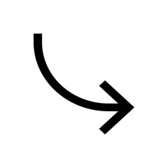Poster - A simple black arrow curving downwards and pointing to the right on a plain white background image design