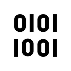 Poster - A display of binary code with two rows showing zeros and ones in a simple black and white arrangement