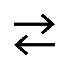 Poster - Two horizontal arrows pointing in opposite directions in a simple black and white illustration style design