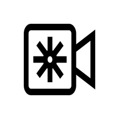 Poster - Illustration of a video camera icon with an asterisk symbol inside a rounded square shape icon design