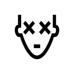 Poster - Stylized face with x eyes and a dash mouth depicting a deceased or knocked out expression icon art