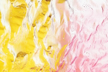 Poster - Abstract liquid colors blend.  Rippled yellow and pink liquid forms