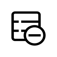 Poster - Black outline icon showing a table with horizontal lines and a circle with a minus sign on the bottom right