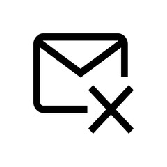 Poster - Black outline of an envelope with a downward pointing v shape and a large x on the lower right side