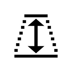 Poster - Vertical arrow between two horizontal lines with dotted lines on both sides indicating height adjustment