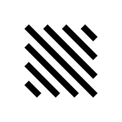 Poster - Diagonal black stripes arranged in a square pattern on a white background creating an abstract design look