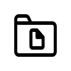 Poster - A simple black and white line drawing of a folder icon with a document inside representing file storage