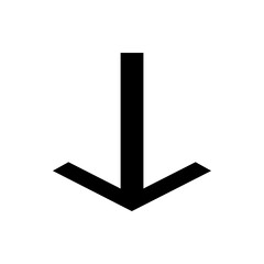 Poster - A simple black arrow pointing downwards on a white background indicating direction or navigation element usage