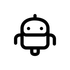 Poster - Illustration of a stylized robot with rounded features and simple geometric shapes in black and white