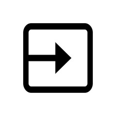 Poster - Black outline of a rectangle with rounded corners and an arrow pointing to the right inside it centered