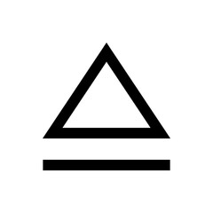 Poster - Black triangle shape above a horizontal line on a white background in a simple minimalist design style