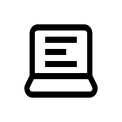 Poster - A simple black and white line drawing of a laptop with text lines on the screen displaying content view