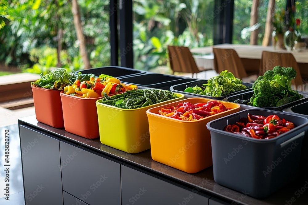 Sorting Task Using Container Waste sorting containers made with Generative AI technology Stock Photo ...
