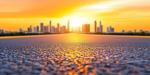 Poster - City Skyline Sunset Road View